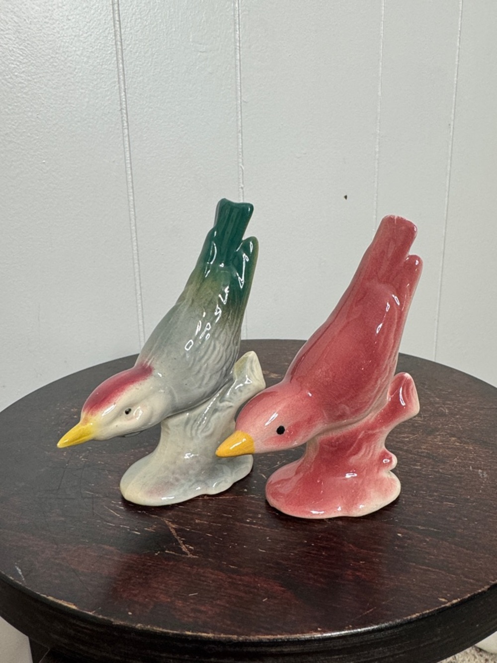Vintage bird figurines lot of 2 glazed